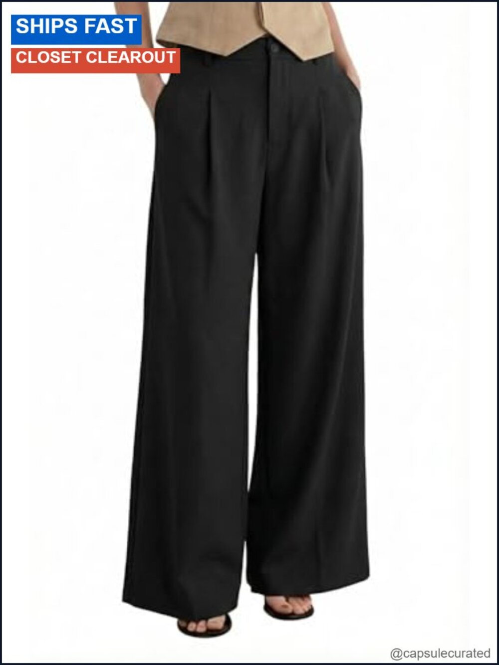 Linen Blend Wide Leg Work Pants High Waist Business Casual Trousers